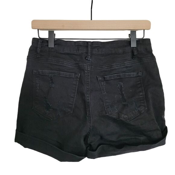 Kancan Distressed Cuffed Black Shorts - Picture 2 of 5